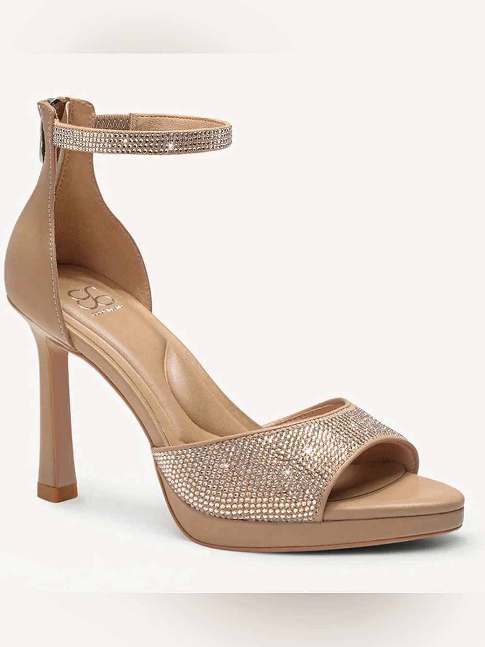 Cosy Island gold tan rhinestone heels